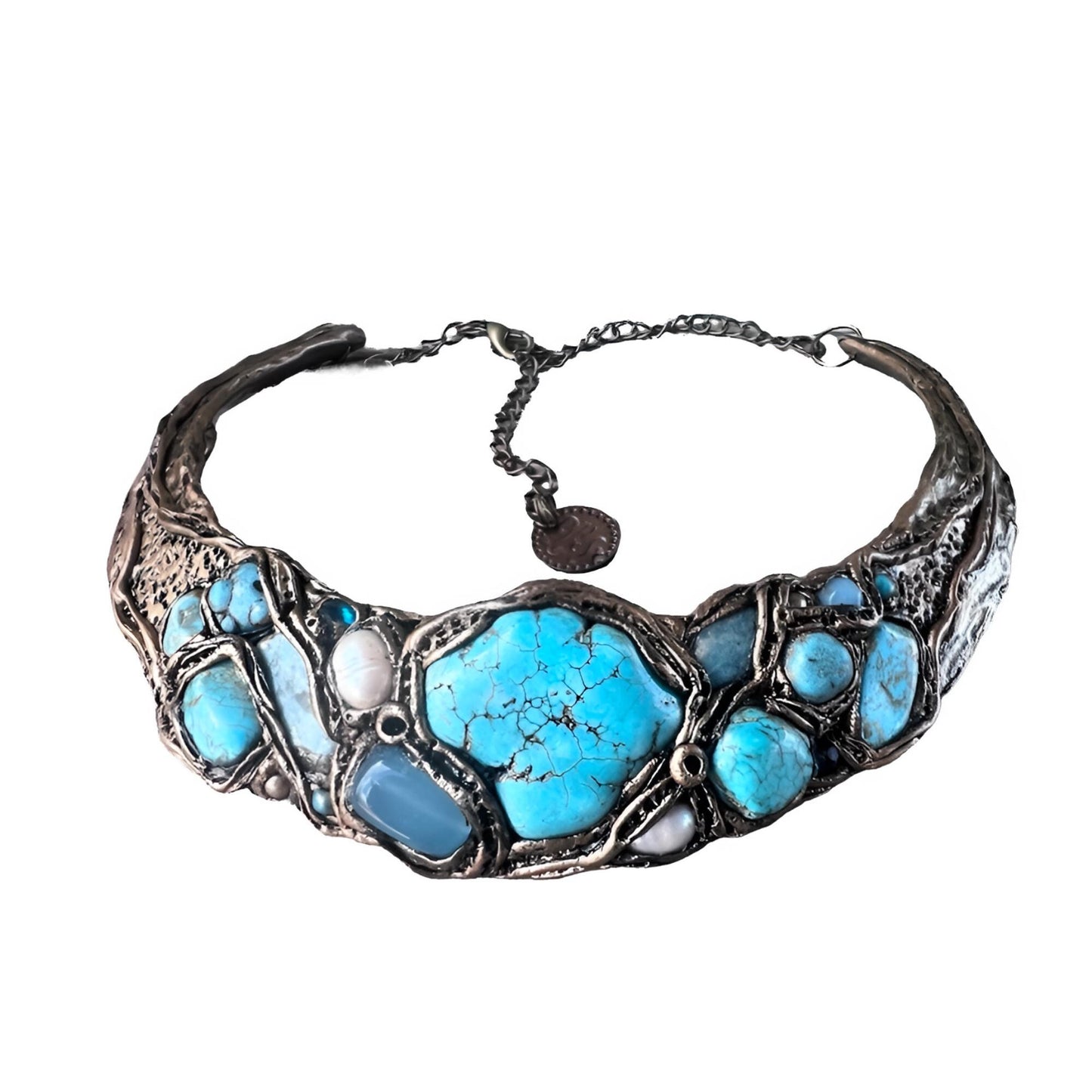 Turquoise Choker Collar Chunky Necklace