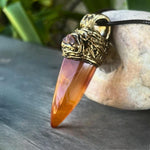 Carnelian Pendant Crystal Point Amulet Necklace