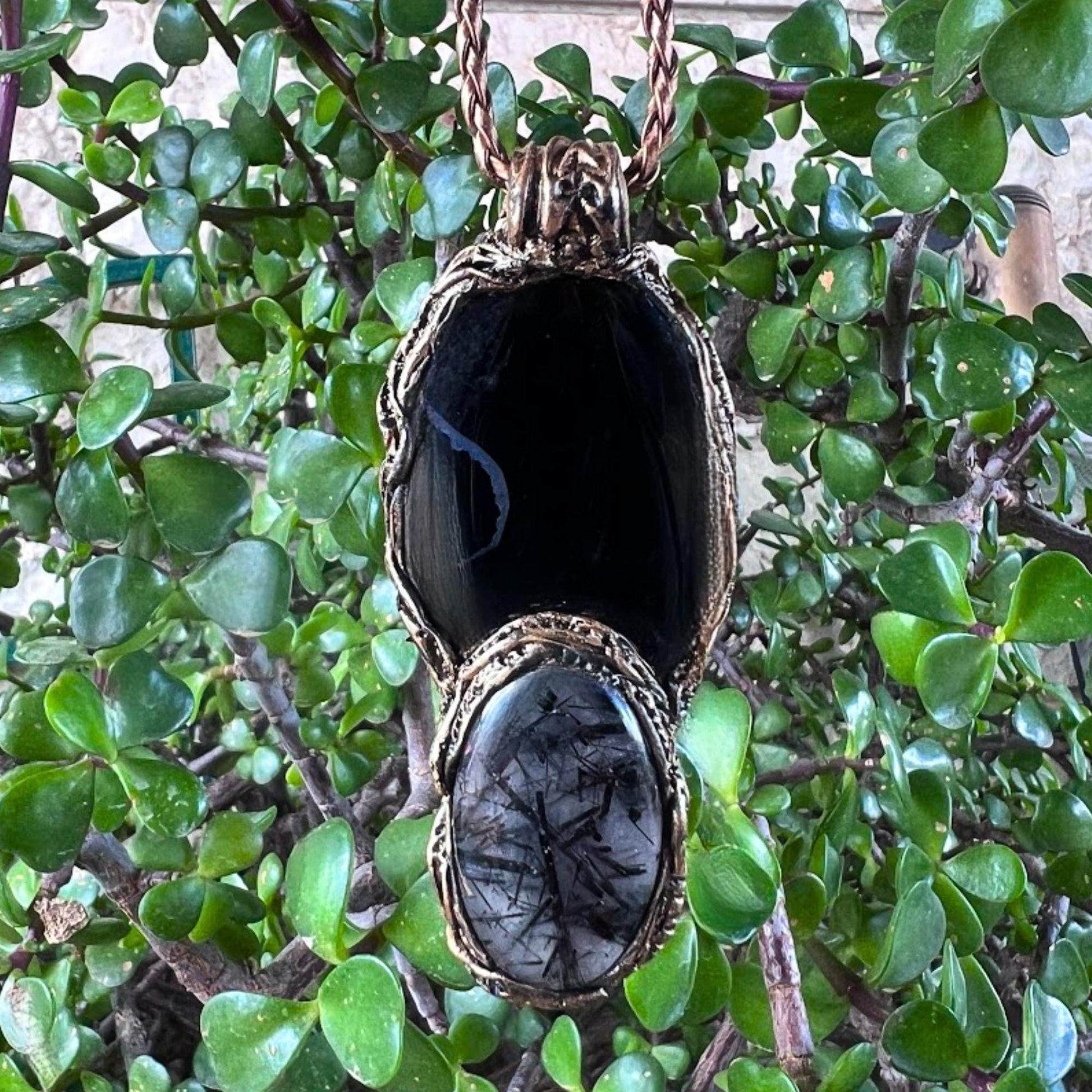 Empath Protection Necklace -  Tourmaline Quartz and Onyx Crystal Amulet