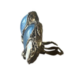 Aquamarine and Pearl Gemstone Earrings -  Light Blue Statement Clip-On Earrings