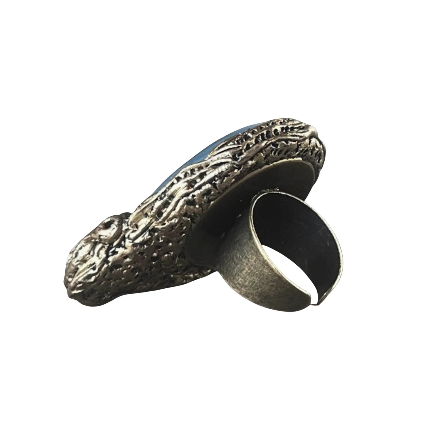 Aquamarine and Pearl Chunky Modern Ring -  Oversized Blue Teardrop Cocktail Ring