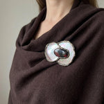 Bold Mother of Pearl and Jasper Brooch Contemporary Statement Pin