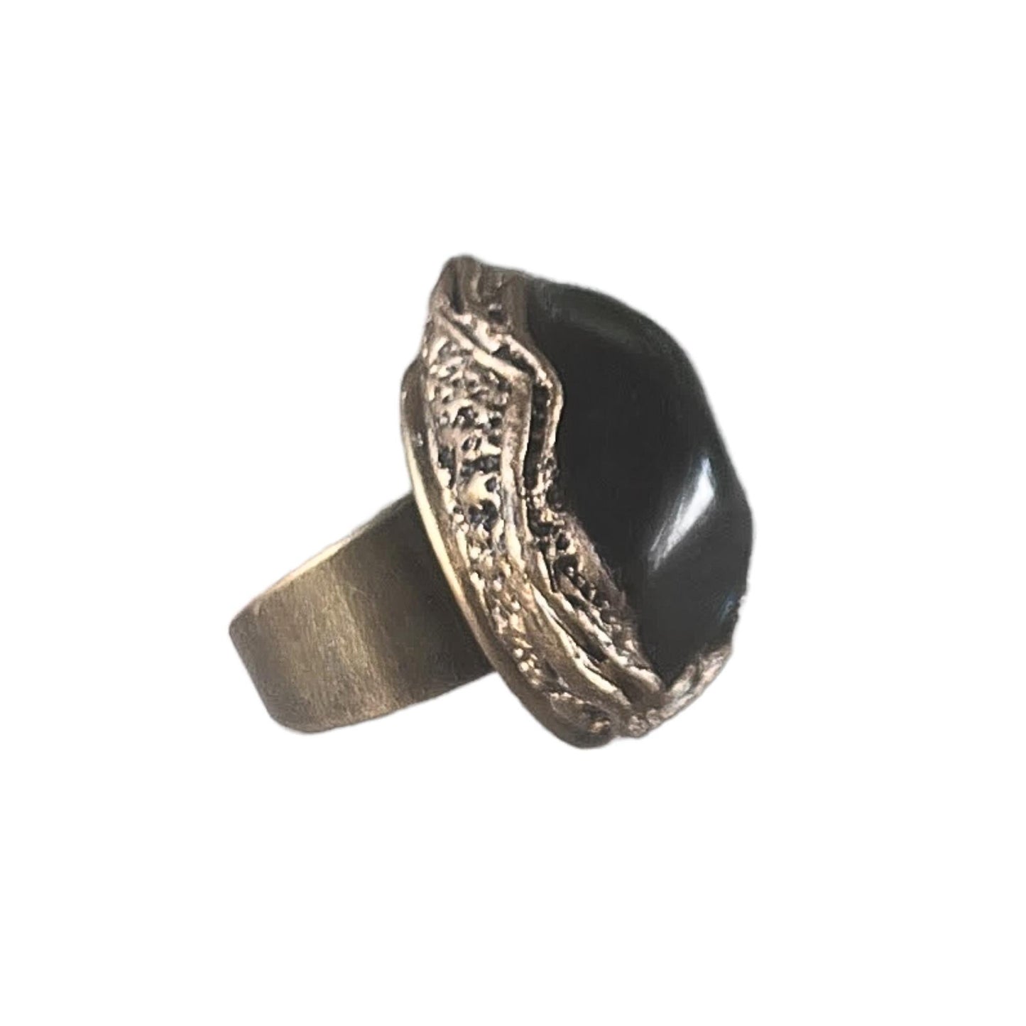 Obsidian Hematite Chunky Large Stone Ring