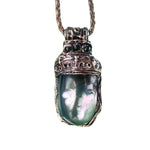 Green Flower Agate Pendant Necklace-  Healing Crystal Amulet