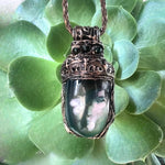 Green Flower Agate Pendant Necklace-  Healing Crystal Amulet