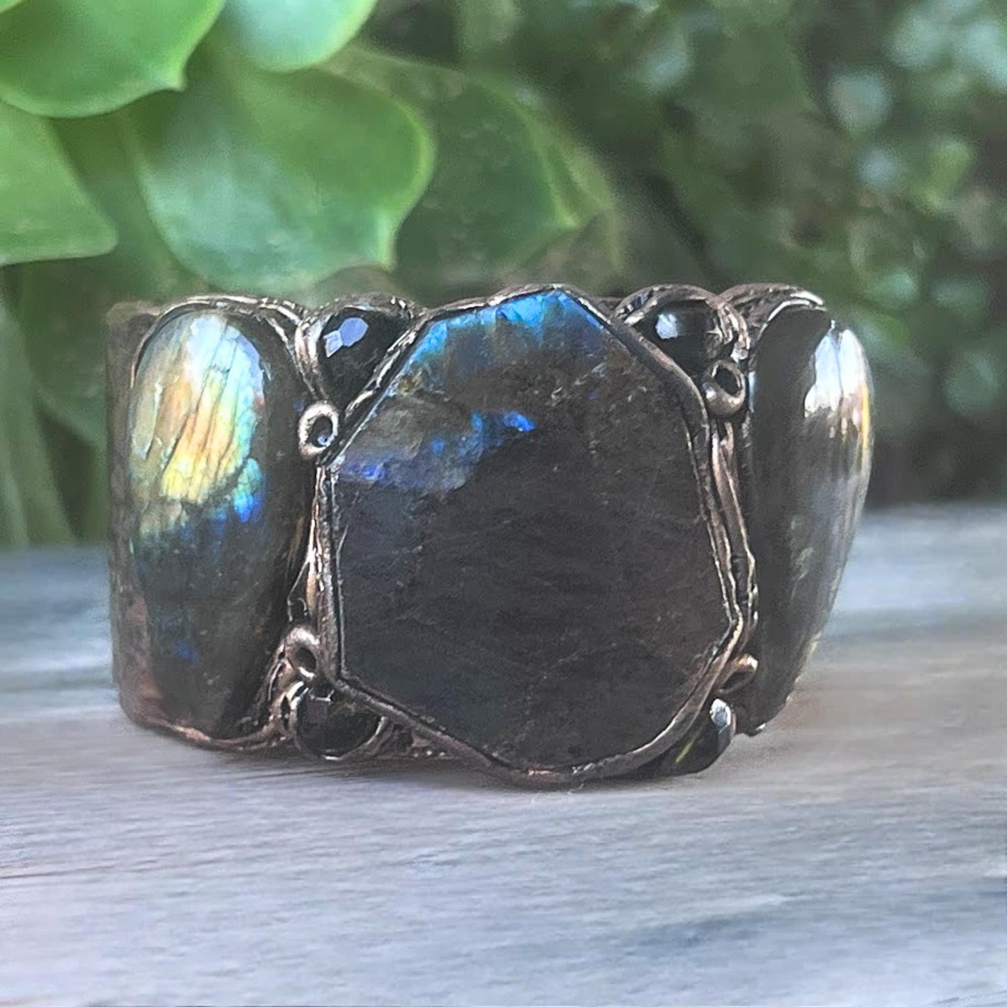 Labradorite and Prehnite Chunky Choker Necklace Statement Special Event Jewelry