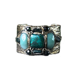 Aventurine and Chrysocolla Wide Cuff - Green Stone Statement Bracelet