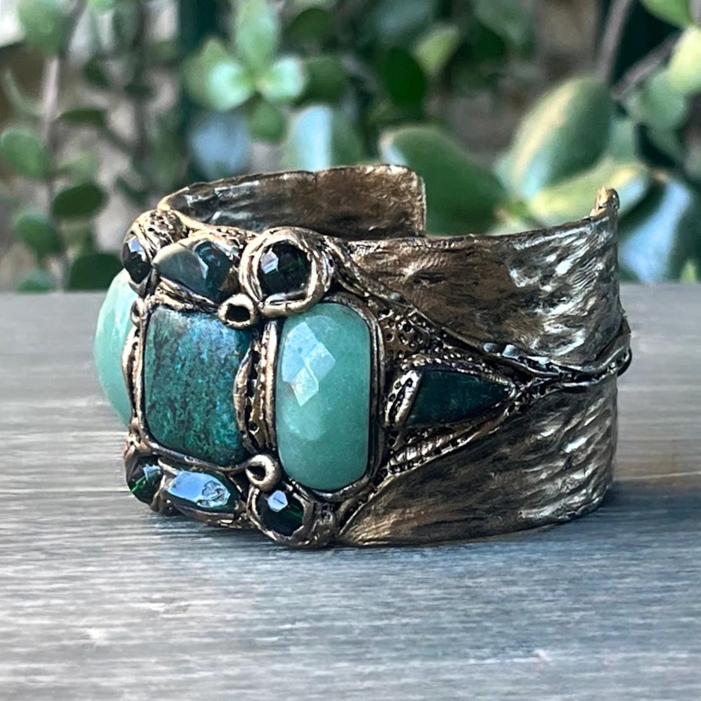 Aventurine and Chrysocolla Chunky Choker Necklace - Green Stone Statement Jewelry