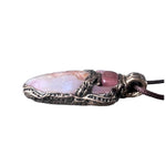 Flower Agate Sunstone and Cherry Quartz Pendant Necklace -  Healing Pink Crystal Amulet
