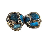 Blue Apatite Raw Crystal Stud Earrings -  Natural Stone Studs