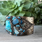 Turquoise bracelet gemstone Boho cuff