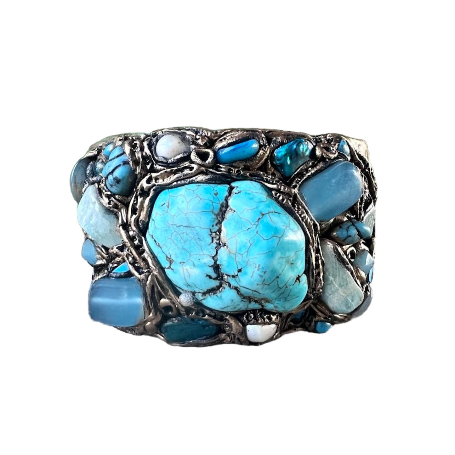 Turquoise bracelet gemstone Boho cuff