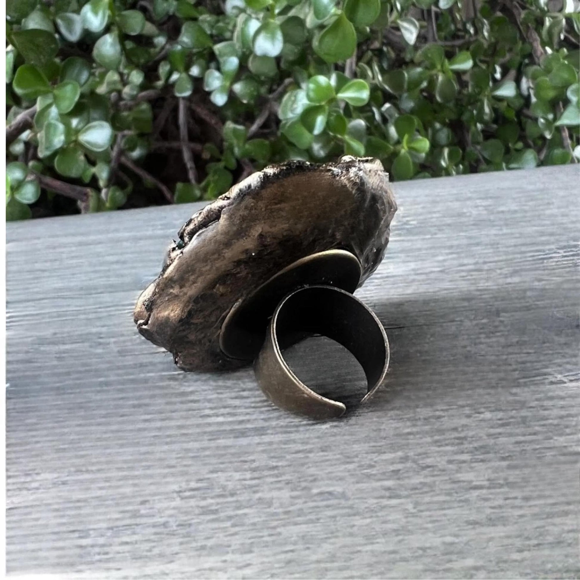 Buddstone Aventurine Statement Ring -  Chunky Green Crystal Cocktail Ring