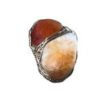 Citrine and Carnelian Chunky Stone Ring - Statement Crystal Cocktail ring