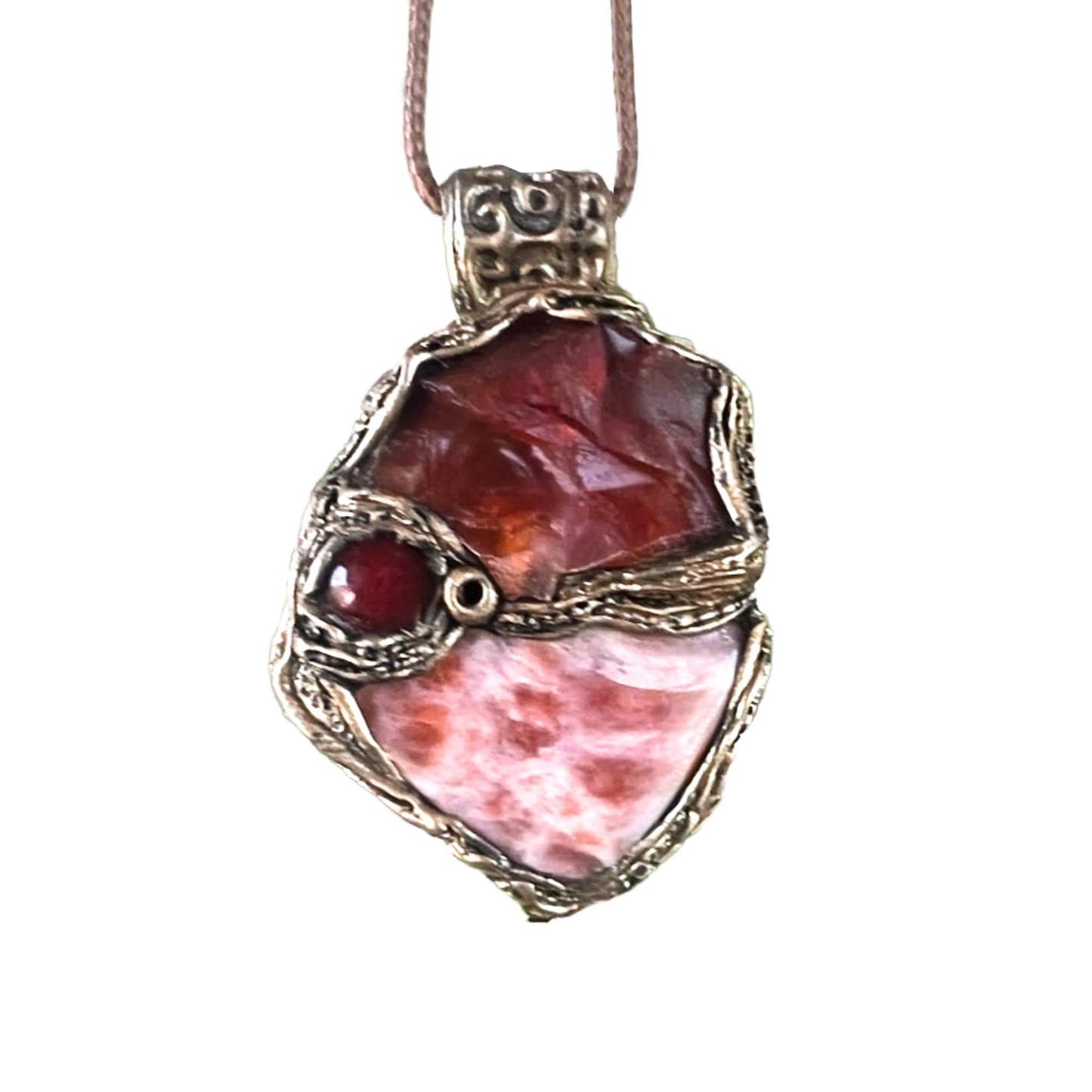 Carnelian Sunstone Pendant Necklace | Healing Crystal Vitality Amulet