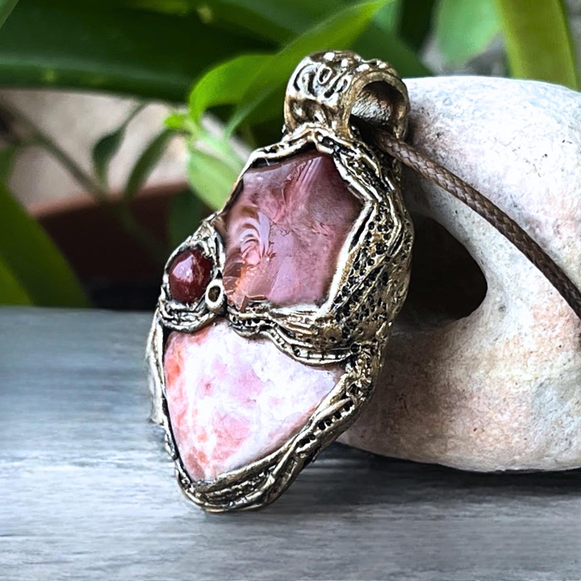 Carnelian Sunstone Pendant Necklace | Healing Crystal Vitality Amulet