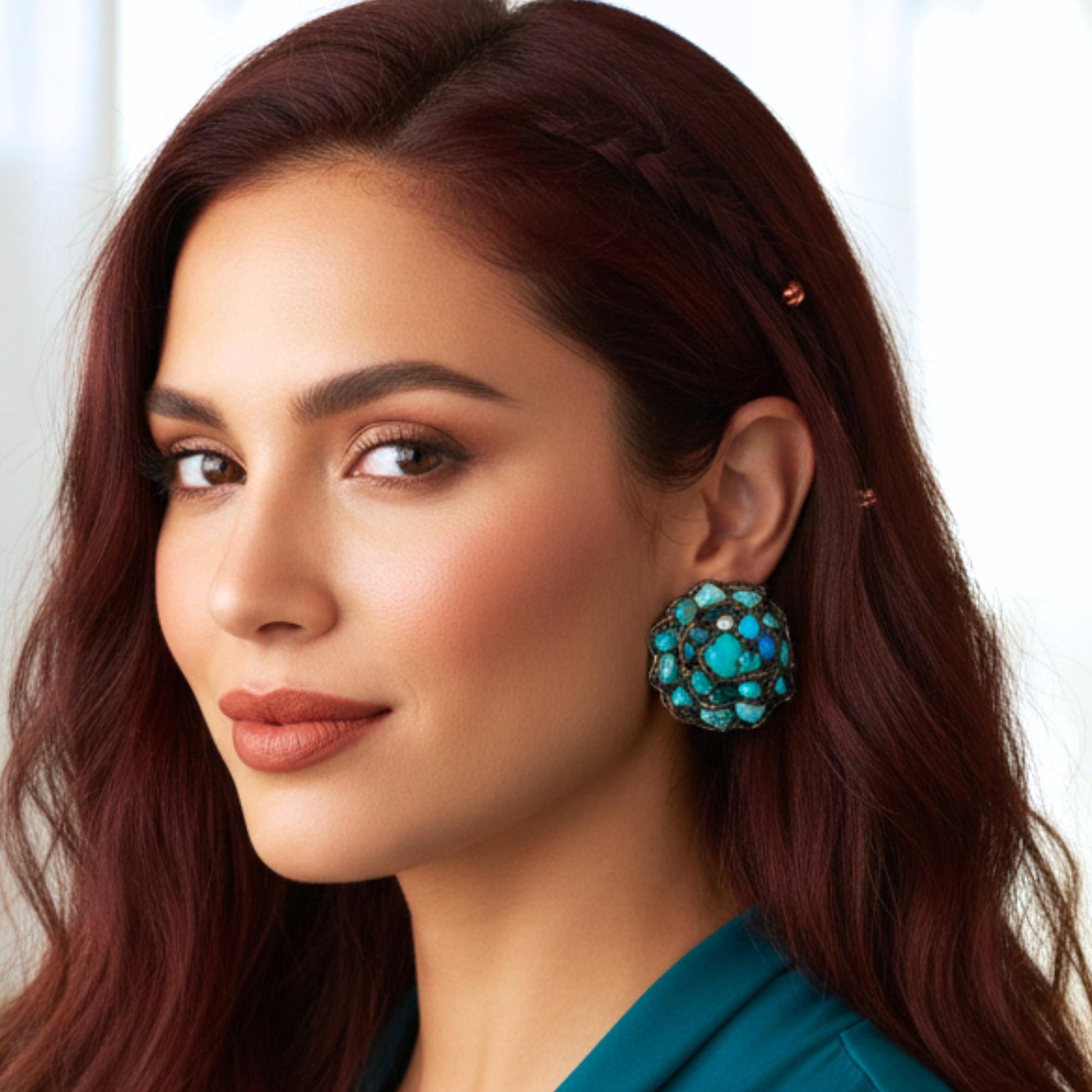 Chunky Turquoise Amazonite Ring: Raw Crystal Statement Cocktail Ring