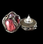 Cherry Quartz Pink Crystal Large Stud Earrings -  Unique Stone Design