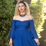 Blue Agate Stone Choker Collar Necklace Statement Bib Chunky Necklace