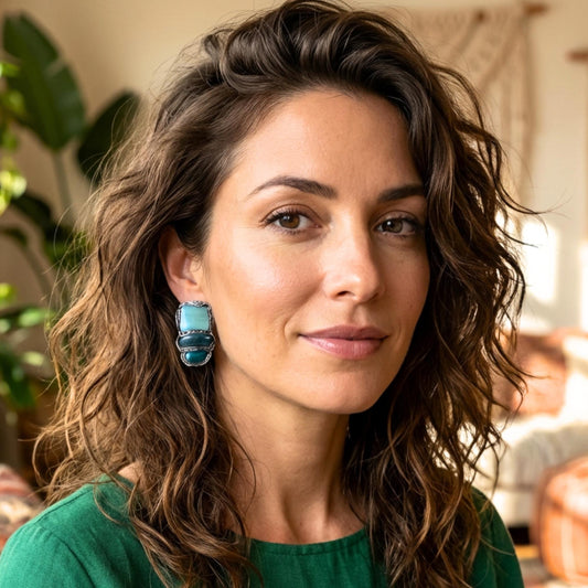 Aventurine and Bloodstone Green Statement Clip-On Earrings