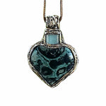 Kambaba Jasper and Aventurine Heart Pendant Necklace -  Green Stone Amulet