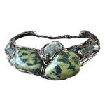 Serpentine Jade and Apatite Green Chunky Necklace - Statement Special Event Jewelry