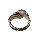 Serpentine and Jade Green Stone Chunky Bracelet -  Hinged Wide Cuff