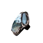 Chunky Green Aventurine and Tree Agate Ring -  Oversized Statement Crystal Cocktail Ring