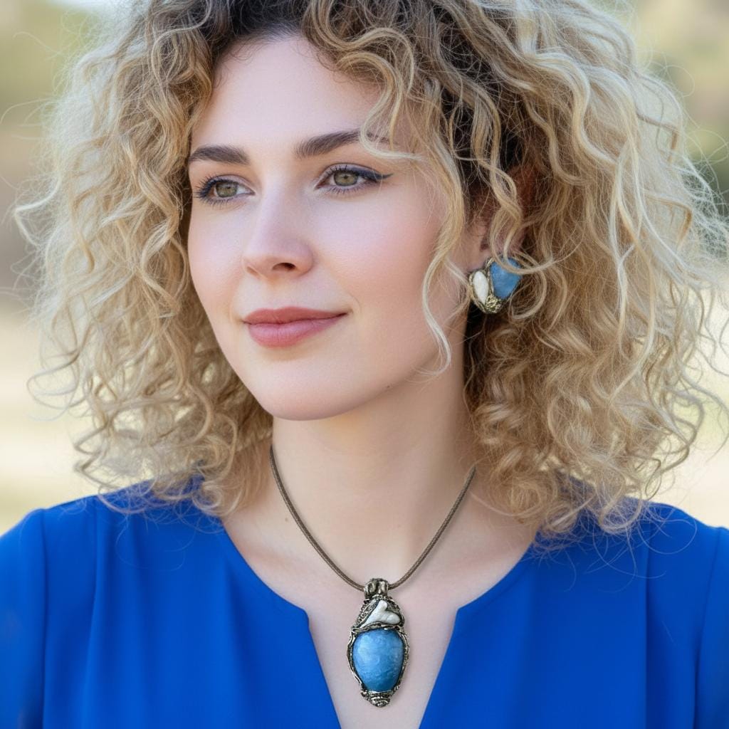 Aquamarine and Pearl Gemstone Earrings -  Light Blue Statement Clip-On Earrings