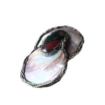 Bold Mother of Pearl and Jasper Brooch Contemporary Statement Pin