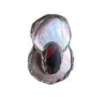 Bold Mother of Pearl and Jasper Brooch Contemporary Statement Pin