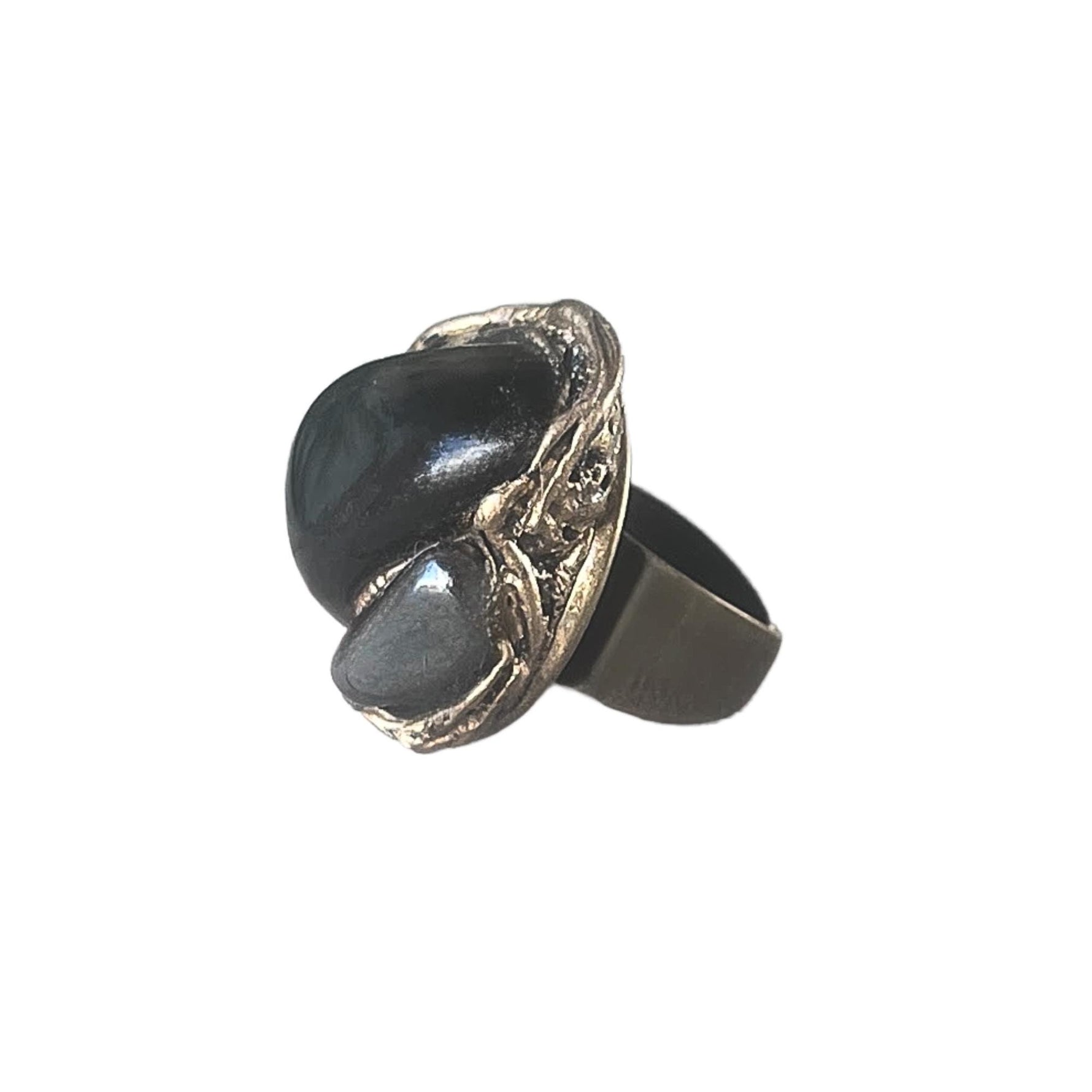 Obsidian Hematite Chunky Large Stone Ring