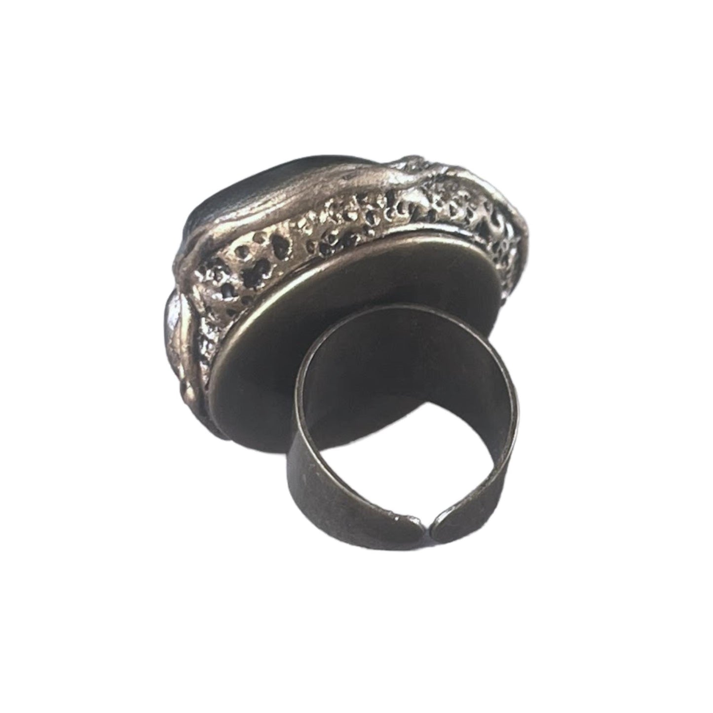 Obsidian Hematite Chunky Large Stone Ring