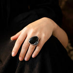 Obsidian Hematite Chunky Large Stone Ring