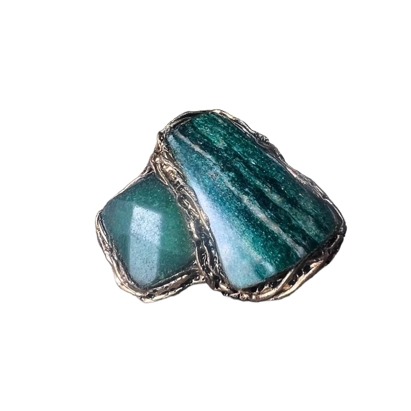 Bold Jade Aventurine Green Stone Ring - Chunky Oversized Cocktail Jewelry