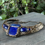 Lapis Lazuli and Sodalite Wide Choker -  Chunky Blue Stone Statement Necklace