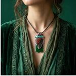 Green Jade Aventurine and Rhyolite Pendant Necklace -  Healing Crystal Amulet