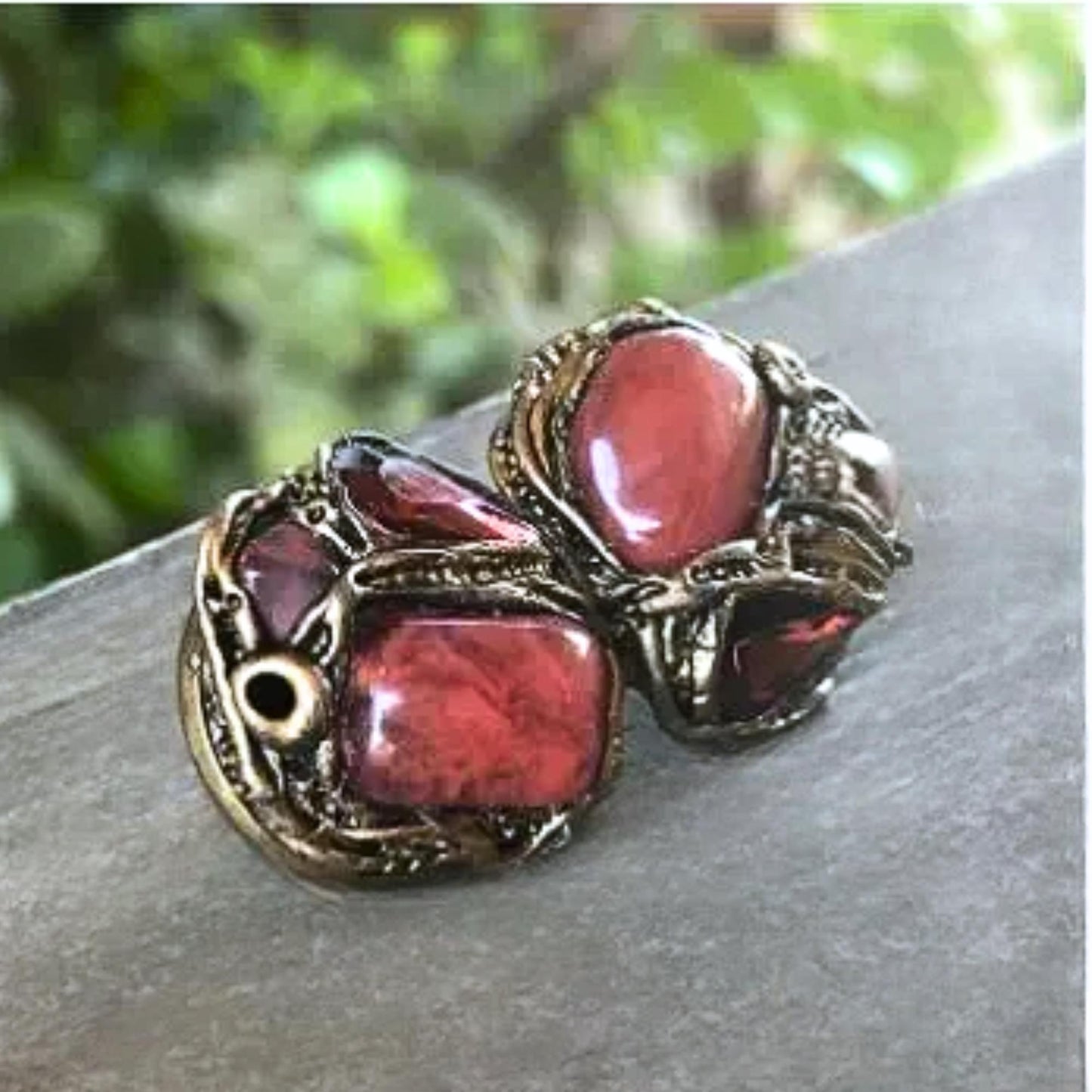 Cherry Quartz Pink Crystal Large Stud Earrings -  Unique Stone Design