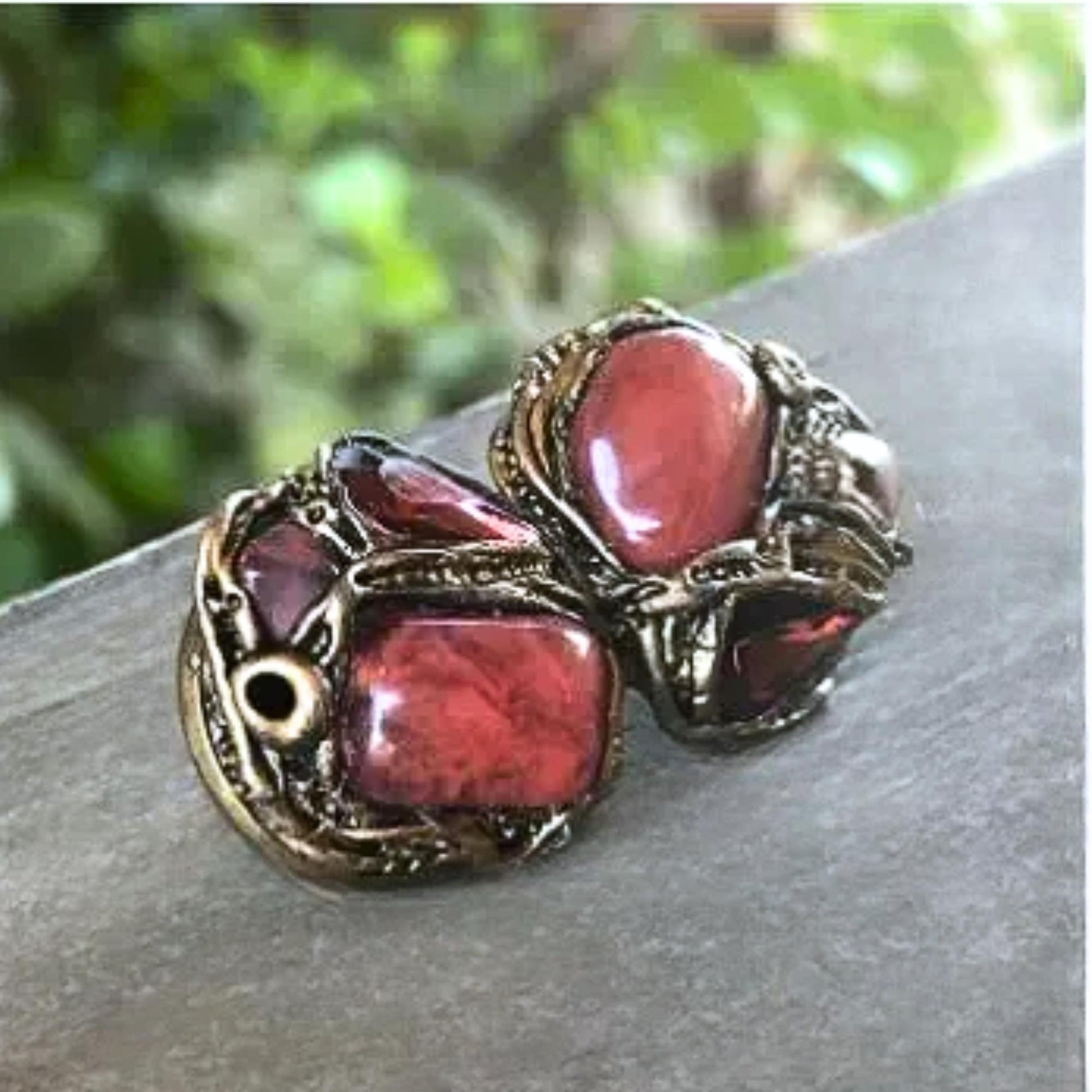 Cherry Quartz Pink Crystal Large Stud Earrings -  Unique Stone Design