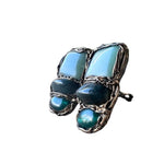 Aventurine and Bloodstone Green Statement Clip-On Earrings