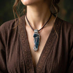 Tigers Eye and Citrine Pendant Necklace - Crystal Amulet