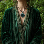 Kambaba Jasper and Aventurine Heart Pendant Necklace -  Green Stone Amulet