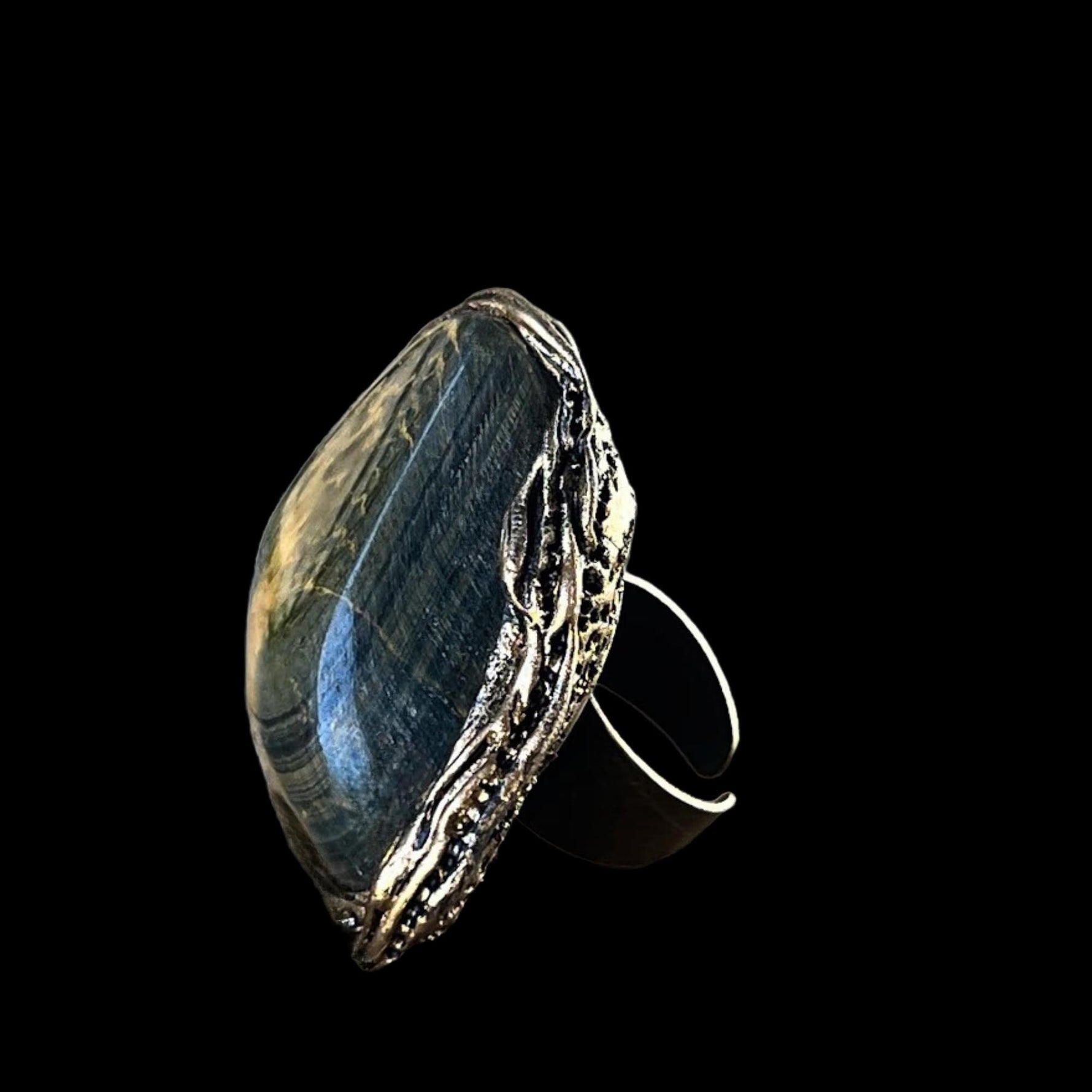 Tiger Eye Brown Chunky Stone Ring - Bold Oversized Cocktail Ring