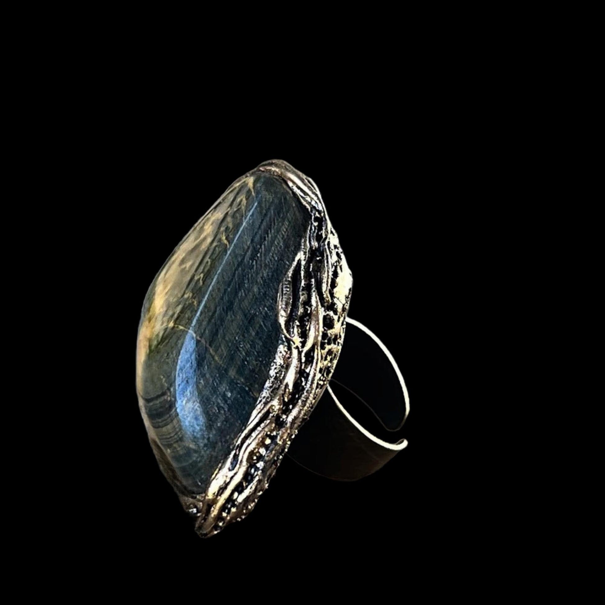 Tiger Eye Brown Chunky Stone Ring - Bold Oversized Cocktail Ring