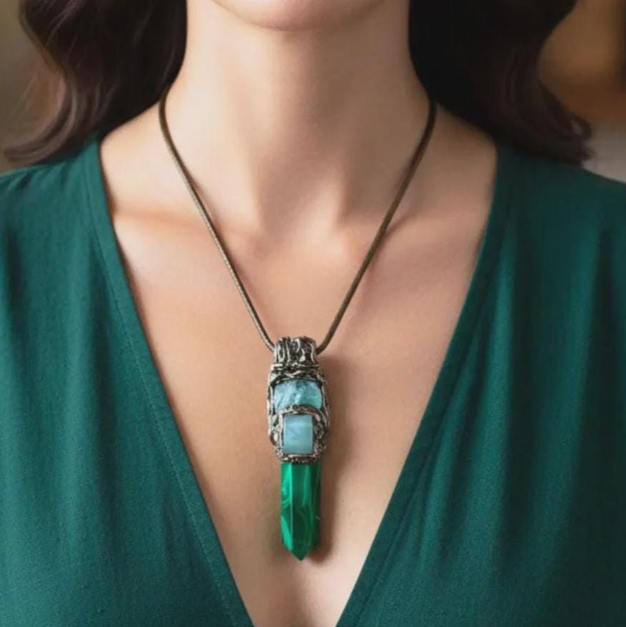 Malachite and Jade Green Stone Earrings Modern Statement Crystal Jewelry