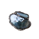 Chunky Green Aventurine and Tree Agate Ring -  Oversized Statement Crystal Cocktail Ring