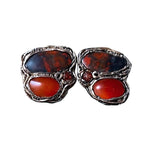 Onyx and Jasper Ring -  Bold Black Red Large Stone Cocktail Ring