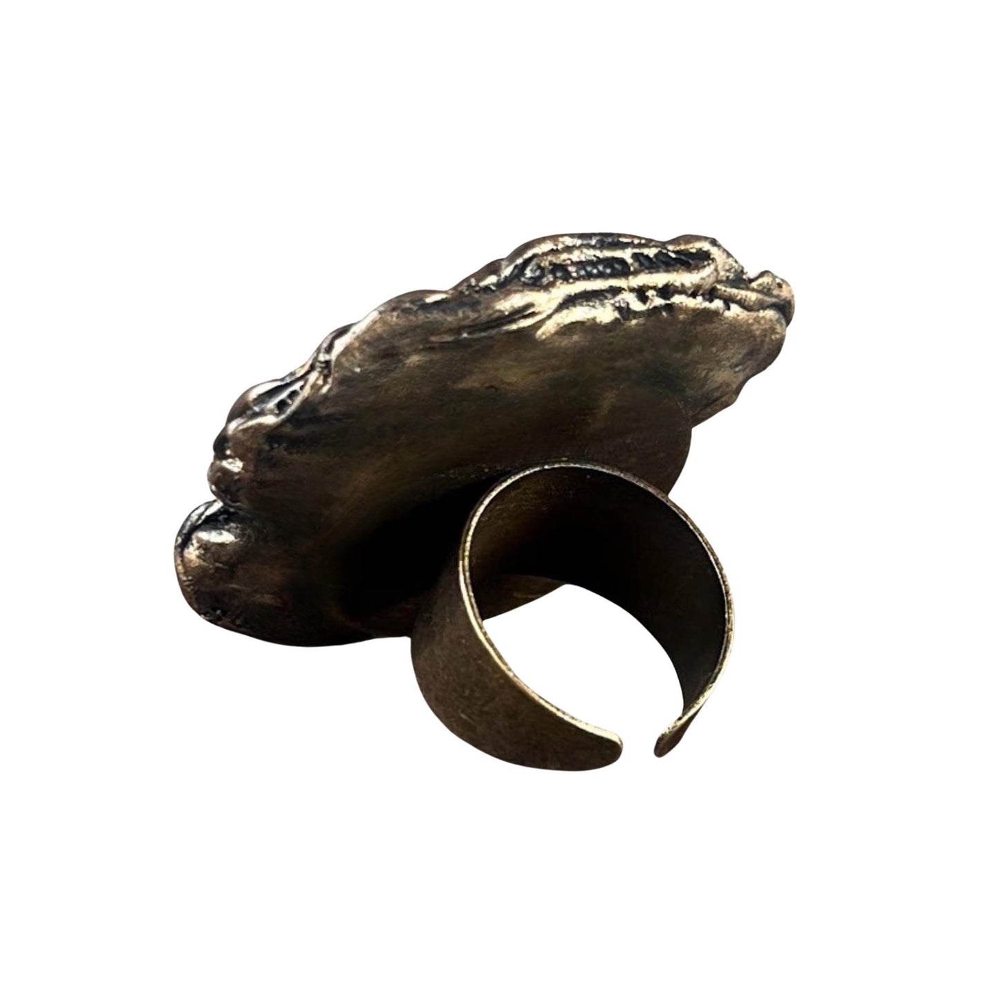 Onyx and Jasper Ring -  Bold Black Red Large Stone Cocktail Ring