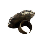 Onyx and Jasper Ring -  Bold Black Red Large Stone Cocktail Ring