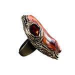 Red Carnelian Agate Chunky Ring -  Oversized Large Statement Cocktail Ring